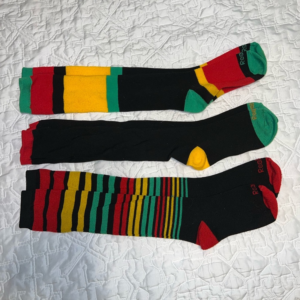 Reebok 3 pair of socks (red, green, yellow and black)